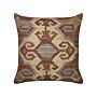 Scatter Cushion Multicolour Jute Cotton 45 X 45 Cm Geometric Pattern Handmade Removable Cover With Filling