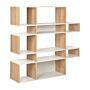 5 Tier Bookshelf Light Wood And White Mdf Paper Finish Open Back Shelves Beliani