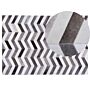 Area Rug Grey Leather 140 X 200 Cm Patchwork Cowhide Zigzag Rectangular