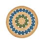 Area Rug Blue And Green Round 140 Cm Boho Rustic Spiral Braided Plaited Handmade Natural Jute