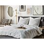 Duvet Cover And Pillowcase Set White Striped Sateen Cotton 200 X 220 Cm