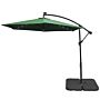 Green 3m Led Cantilever Parasol & Plain Base