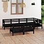 Vidaxl 7 Piece Garden Lounge Set Solid Pinewood Black