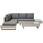 Corner Sofa Garden Set Grey Cushions Beige Faux Rattan 5 Seater With Coffee Table