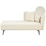 Chaise Lounge White Right Hand Boucle Fabric Upholstery With Decorative Cushions Metal Legs