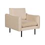 Armchair Beige Velvet Fabric Black Legs