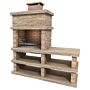 Londres Light Stone Charcoal Bbq With Side Table And Shelving