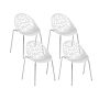 Set Of 4 Dining Chairs White Plastic Cut Out