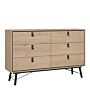 Ry Wide Double Chest Of Drawers 6 Drawers In Jackson Hickory Oak