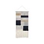 Wall Hanging Beige And Black Cotton 46 X 114 Cm Handwoven With Tassels Geometric Pattern