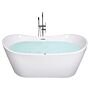 Freestanding Whirlpool Bath White Acrylic 1680 X 800 Mm Led Lights Oval Single Water Jets