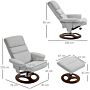 Homcom Recliner Chair Ottoman Set 360° Swivel Sofa Stool Modern Soft Thick Padding Wood Base Grey