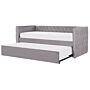 Trundle Bed Frame Grey Eu Velvet Single Size 3ft Slatted Frame Buttoned Nailhead Trims