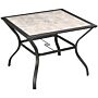 Outsunny Garden Table With Parasol Hole, Outdoor Dining Garden Table For 4, Square Patio Table With Pc Board Tabletop, Grey