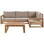 Garden Corner Sofa Set Light Wood Certified Acacia Wood Outdoor Left Hand 4 Seater With Coffee Table Cushions Modern Design