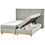 Eu King Size Divan Bed With Storage 6ft Light Grey Upholstery With Bonell Spring Mattress