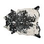 Area Rug Black And White Faux Cowhide Leather 150 X 200 Cm With Gold Spots Irregular