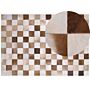 Area Rug Carpet Brown And Beige Leather Chequered 160 X 230 Cm Rustic Country