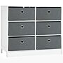 Homcom Chests Of Drawer, Fabric Dresser Storage Cabinet With 6 Drawers, Living Room And Hallway, White And Grey