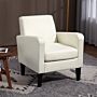 Homcom Modern Accent Chair, Occasional Chair With Rubber Wood Legs, Cream White