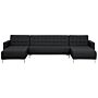 Corner Sofa Bed Graphite Grey Tufted Fabric Modern U-shaped Modular 5 Seater With Chaise Lounges