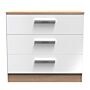 Contrast 3 Drawer Chest In White & Bardolino Oak