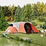 Outsunny 3000mm Waterproof Camping Tent For 5-6 Man, Family Tent With Porch And Sewn In Groundsheet, Portable With Bag, Orange