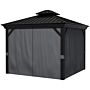 Outsunny 3 X 3.7m Outdoor Hardtop Gazebo Canopy Aluminum Frame With 2-tier Roof & Mesh Netting Sidewalls, Dark Grey