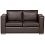 2 Seater Sofa Loveseat Brown Split Leather Upholstery Chromed Legs