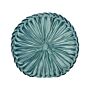 Decorative Cushion Teal Fabric With Pleats Round 40 Cm