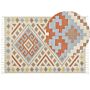 Kilim Area Rug Multicolour Cotton 160 X 230 Cm Low Pile Geometric Pattern With Tassels Rectangular