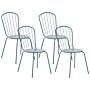 Set Of 4 Garden Dining Chairs Light Blue Steel Modern Rust Resistant High Back