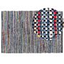 Area Rag Rug Blue Cotton 140 X 200 Cm Rectangular Hand Woven