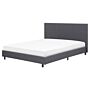 Slatted Bed Frame Grey Polyester Fabric Upholstered 5ft3 Eu King Size