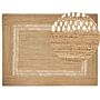 Area Rug Beige Jute 300 X 400 Cm Braided Handmade Cut-out Pattern Natural Boho Style Textile