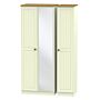 Warwick Tall Triple Mirrored Wardrobe In Cream Ash & Modern Oak