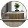 Kleankin 45cm Round Home Mirror, With Shelf - Grey Wood-effect