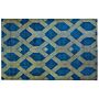 Rug Blue With Gold Geometric Pattern Viscose With Cotton 140 X 200 Cm Style