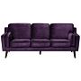 Sofa Violet 3 Seater Velvet Wooden Legs Classic