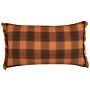 Decorative Cushion Orange And Black 40 X 70 Cm Chequered Pattern With Fringes Retro Décor Accessories