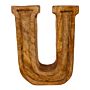 Hand Carved Wooden Embossed Letter U