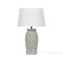 Table Lamp Grey Ceramic 48 Cm Ornamental Pattern White Empire Shade