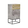 Chest Of Drawers Concrete Effect Light Wood 4 Tier Black Metal Base