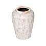 Decorative Vase Off-white Terracotta Distressed Effect Painted Vintage Look Oval Shape