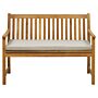 Garden Bench Light Acacia Wood 120 Cm Taupe Seating Cushion Padding Slatted Design Outdoor Patio