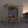 Vidaxl Manual Retractable Awning With Led 450x300 Cm Yellow And White