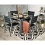 Sorrento 4 Seater Set - 90cm Black Glass Table, 4 X Padded Chairs Including Parasol