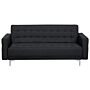 Sofa Bed Graphite Grey Tufted Fabric Modular 3 Seater Silver Legs Track Arm