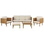 Garden Sofa Set Acacia Wood White Cushions6 Seater Modern Design Outdoor Conversation Set