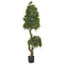 Artificial Potted Laurel Plant Green And Black Plastic 160 Cm